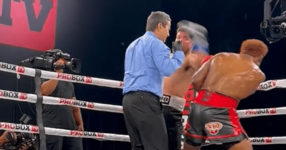 , Watch boxer punch referee flush in the face but official takes it like a champ and gets on with job