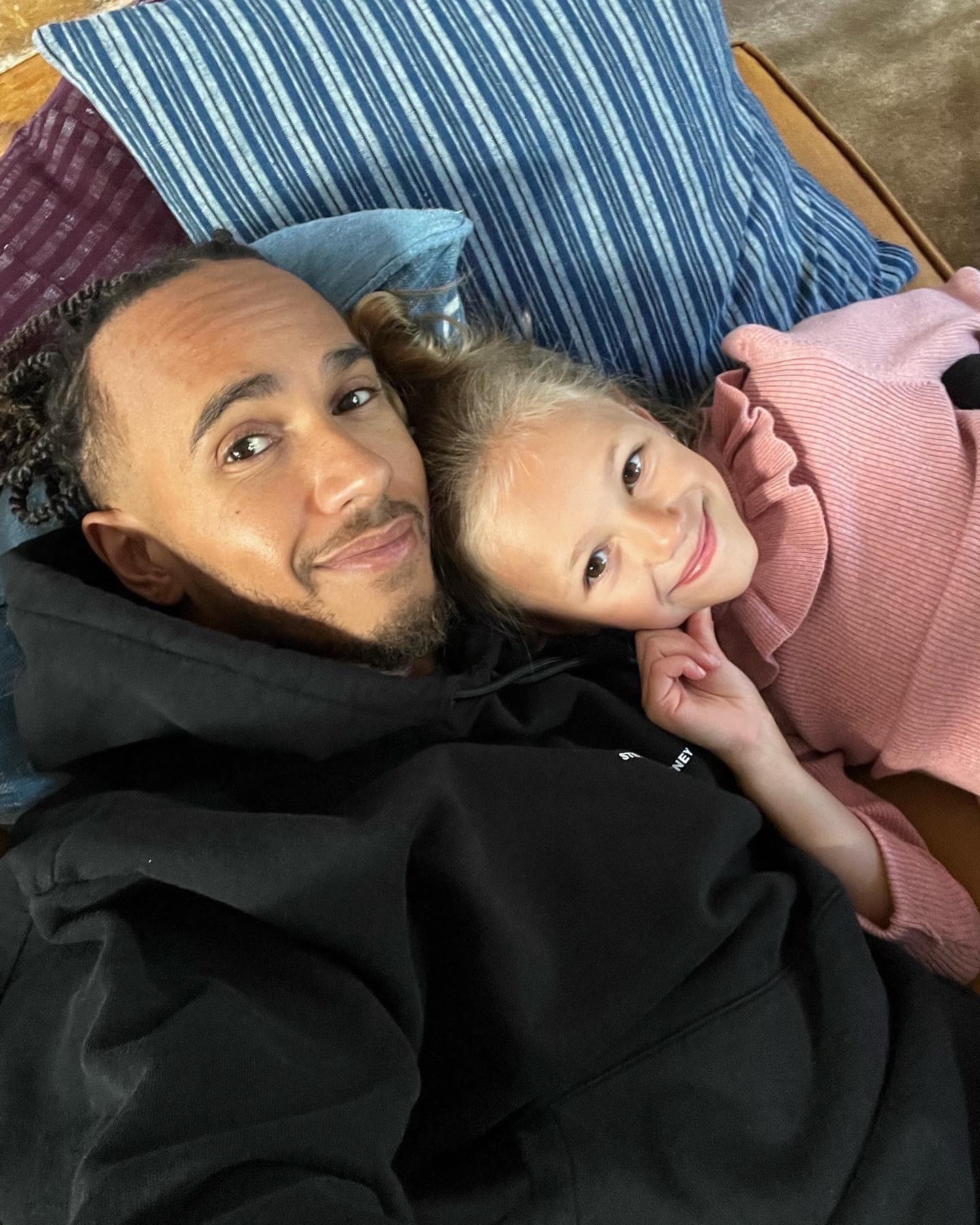 , Proud uncle Lewis Hamilton shares sweet pics with niece &amp; nephew as F1 star picks them up from school and watches Disney