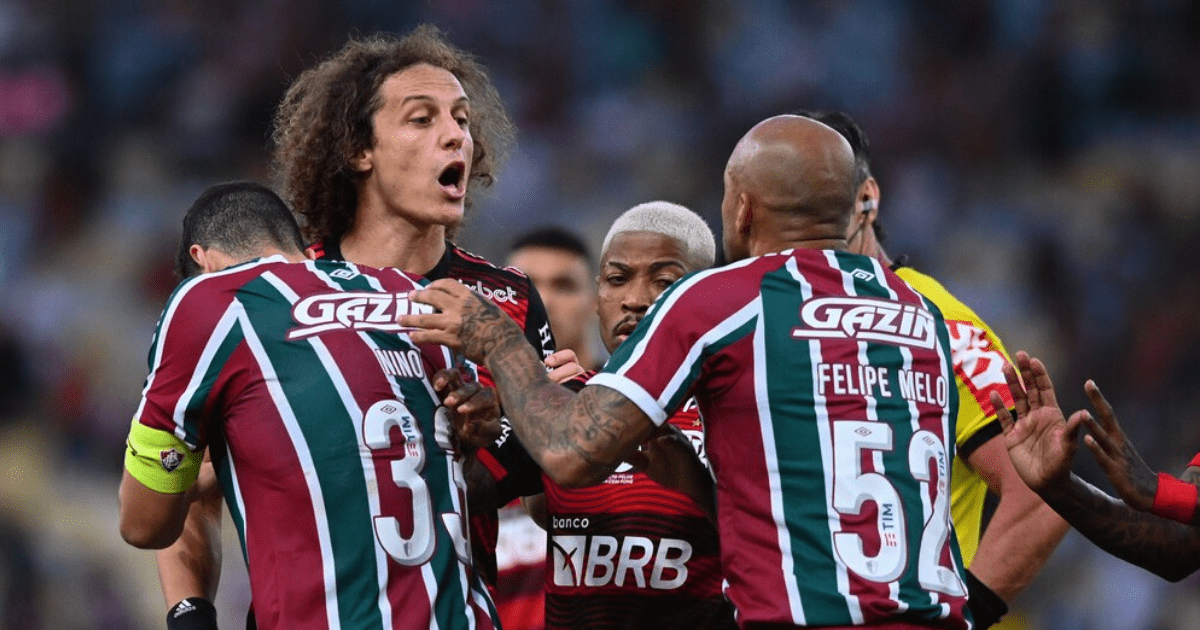 , Watch furious ex-Arsenal ace David Luiz square up to Fluminense bad-boy Felipe Melo as FIVE sent off in Flamengo derby