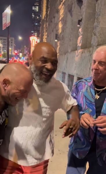 , ‘Best clip I’ve ever seen’ – Mike Tyson and WWE legend Ric Flair smoke a joint together leaving fans in stitches