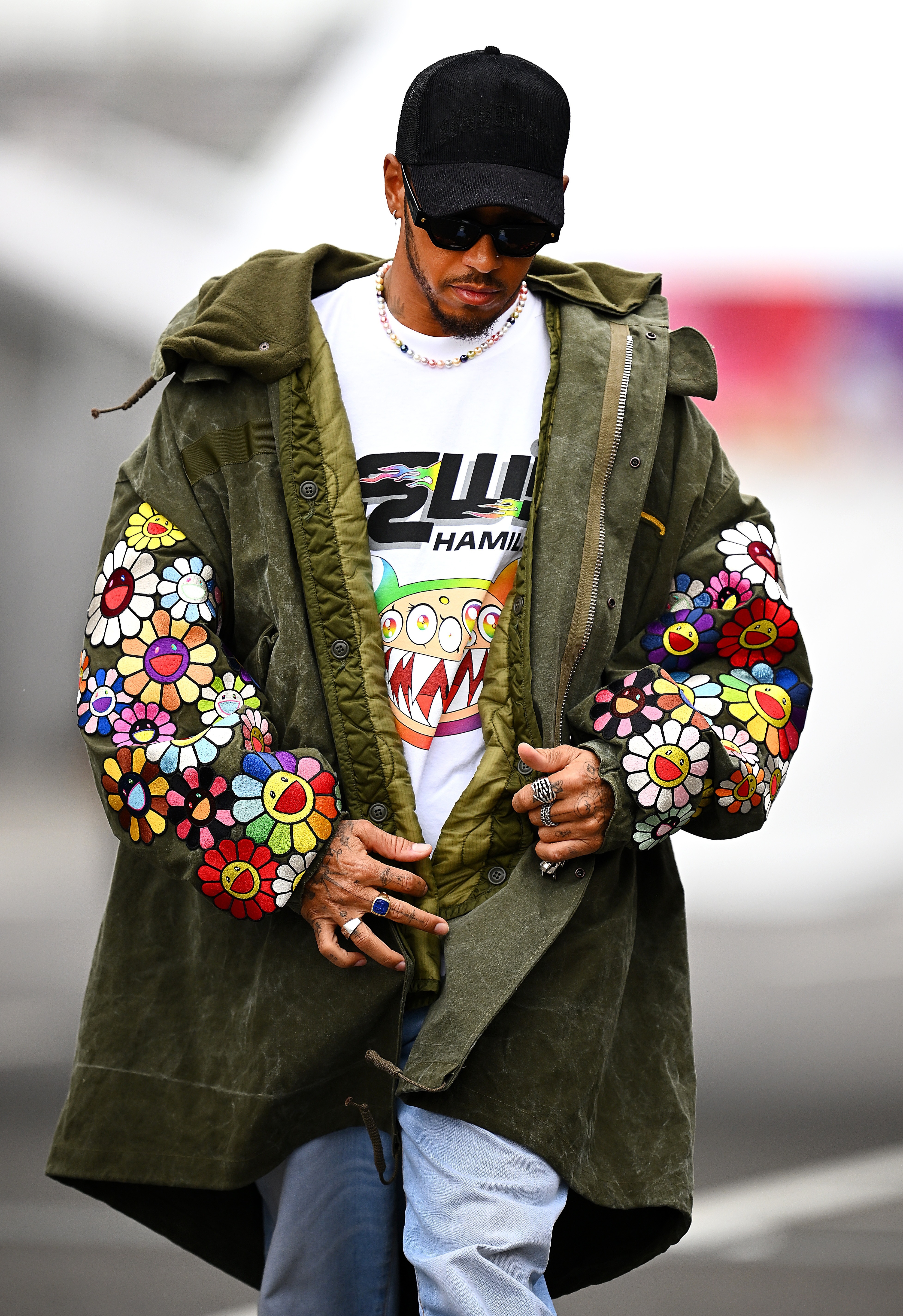 , Lewis Hamilton wears T-shirt with his own name on it and flowery coat as F1 star prepares for Japanese GP