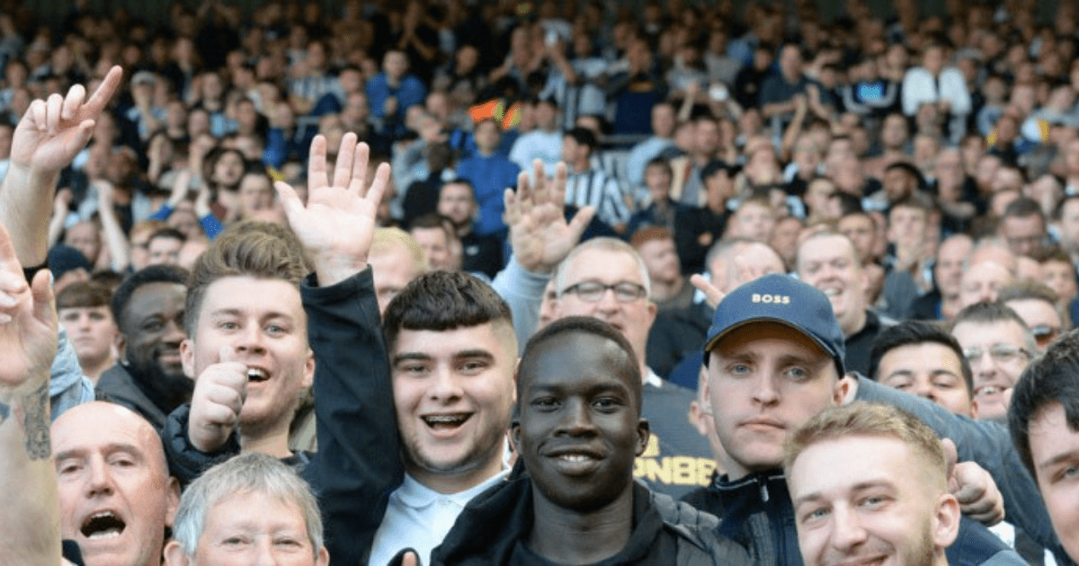 , Newcastle’s new wonderkid signing Garang Kuol watches Toon vs Fulham with away fans at Craven Cottage