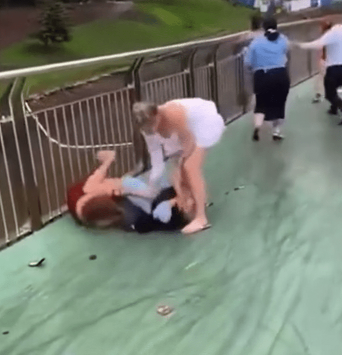 , Vicious six-woman brawl erupts at the races with punches &amp; dresses flying everywhere as one gets brutally bashed in face