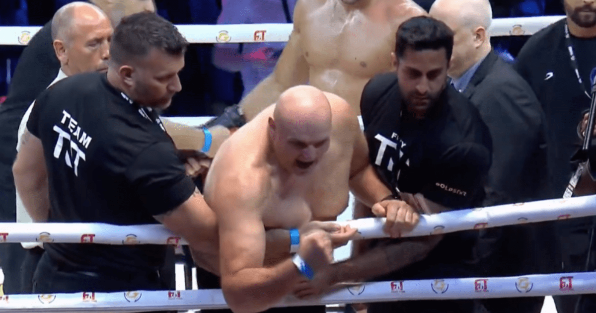 , Jake Paul called out to fight by topless John Fury after YouTube star heckles son Tommy from ringside on Mayweather card