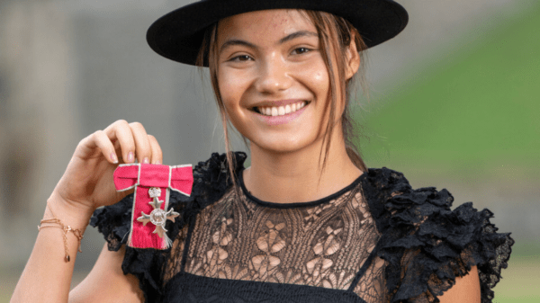 , Beaming Emma Raducanu receives MBE from King Charles III for services to tennis following miraculous US Open win in 2021