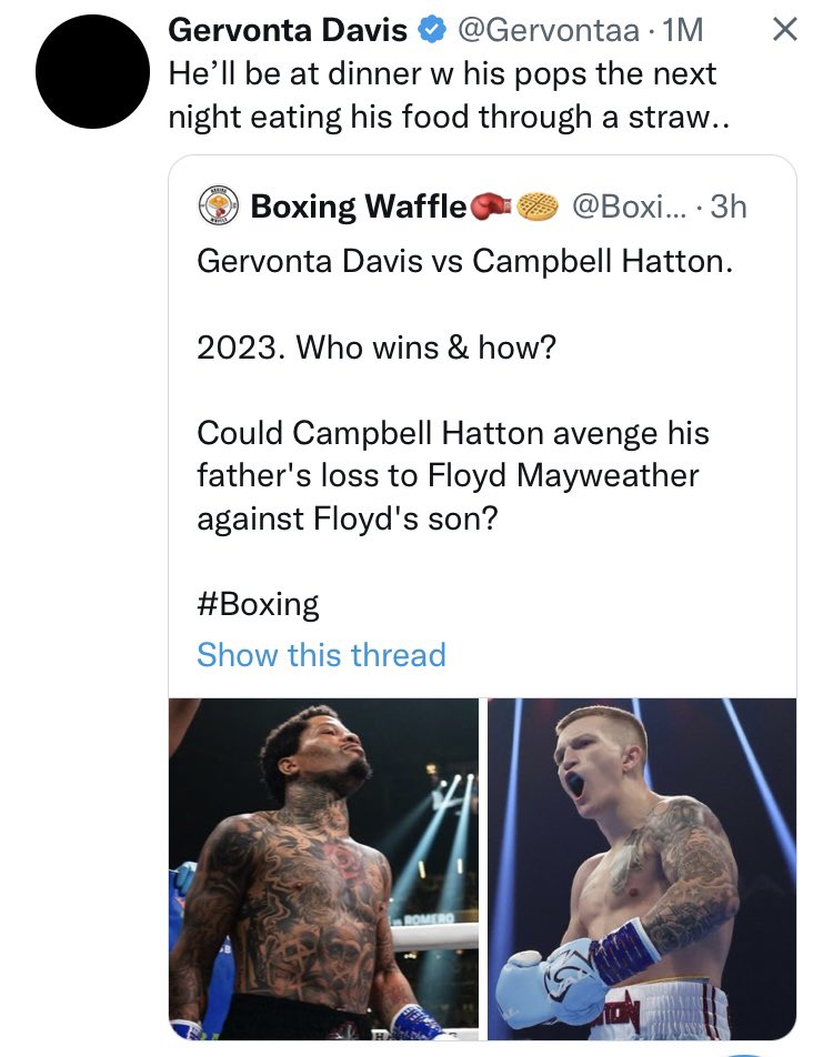 , Gervonta Davis warns Campbell Hatton he’ll be ‘eating through a straw’ with dad Ricky if he challenges him