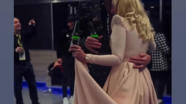 , Watch Tyson Fury dance with wife Paris while holding a beer in dressing room after win over Derek Chisora