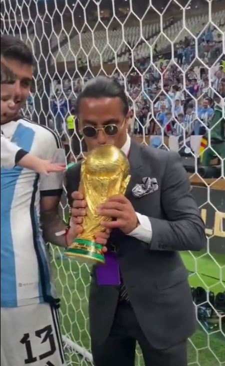 , Moment Salt Bae SNATCHES World Cup trophy to shamelessly perform trademark ‘sprinkle’ as fury over pitch invasion grows