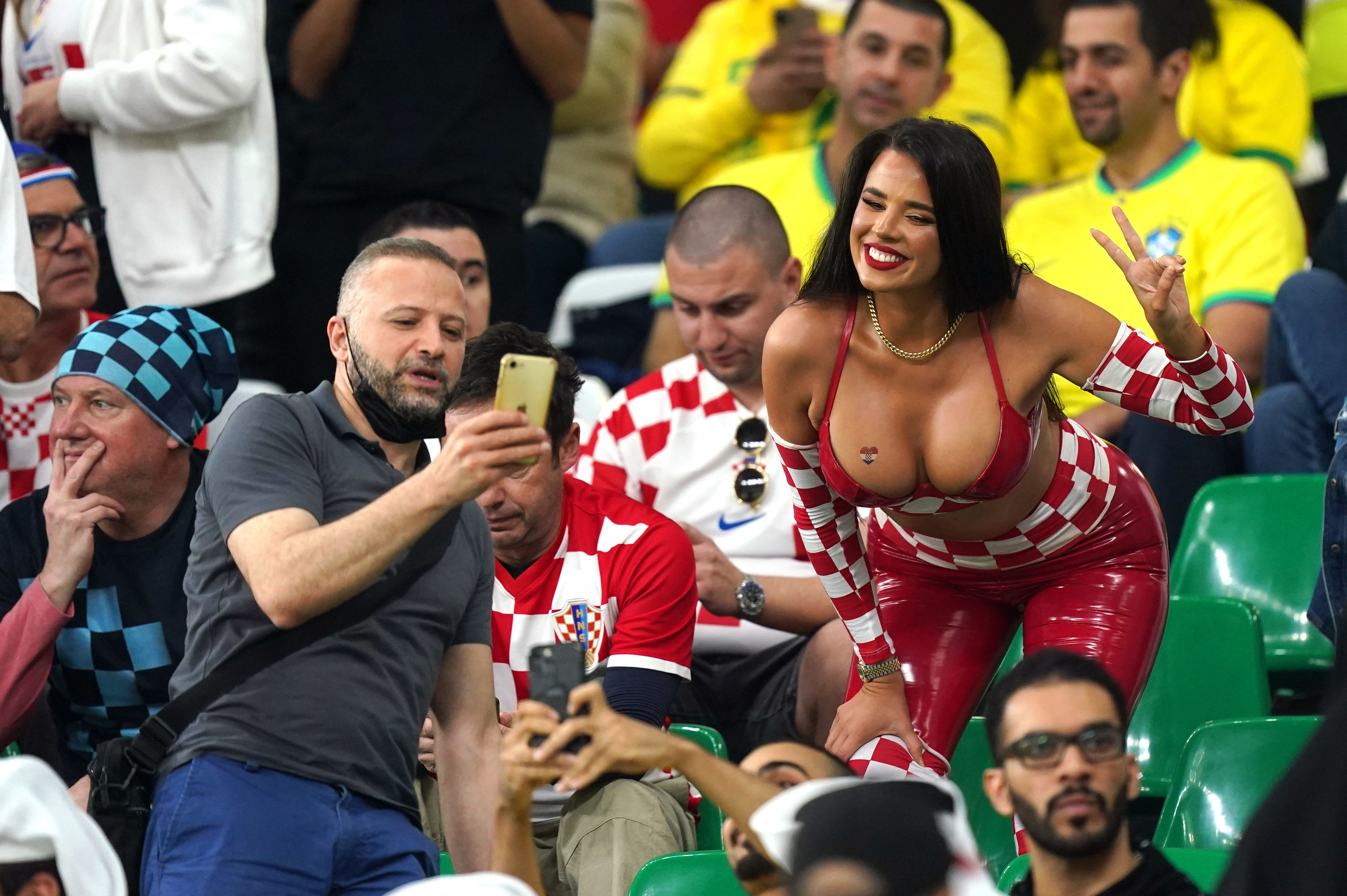 , ‘World Cup’s hottest fan’ Ivana Knoll shares video of herself mobbed by crowd in Qatar as she prepares for Croatia clash
