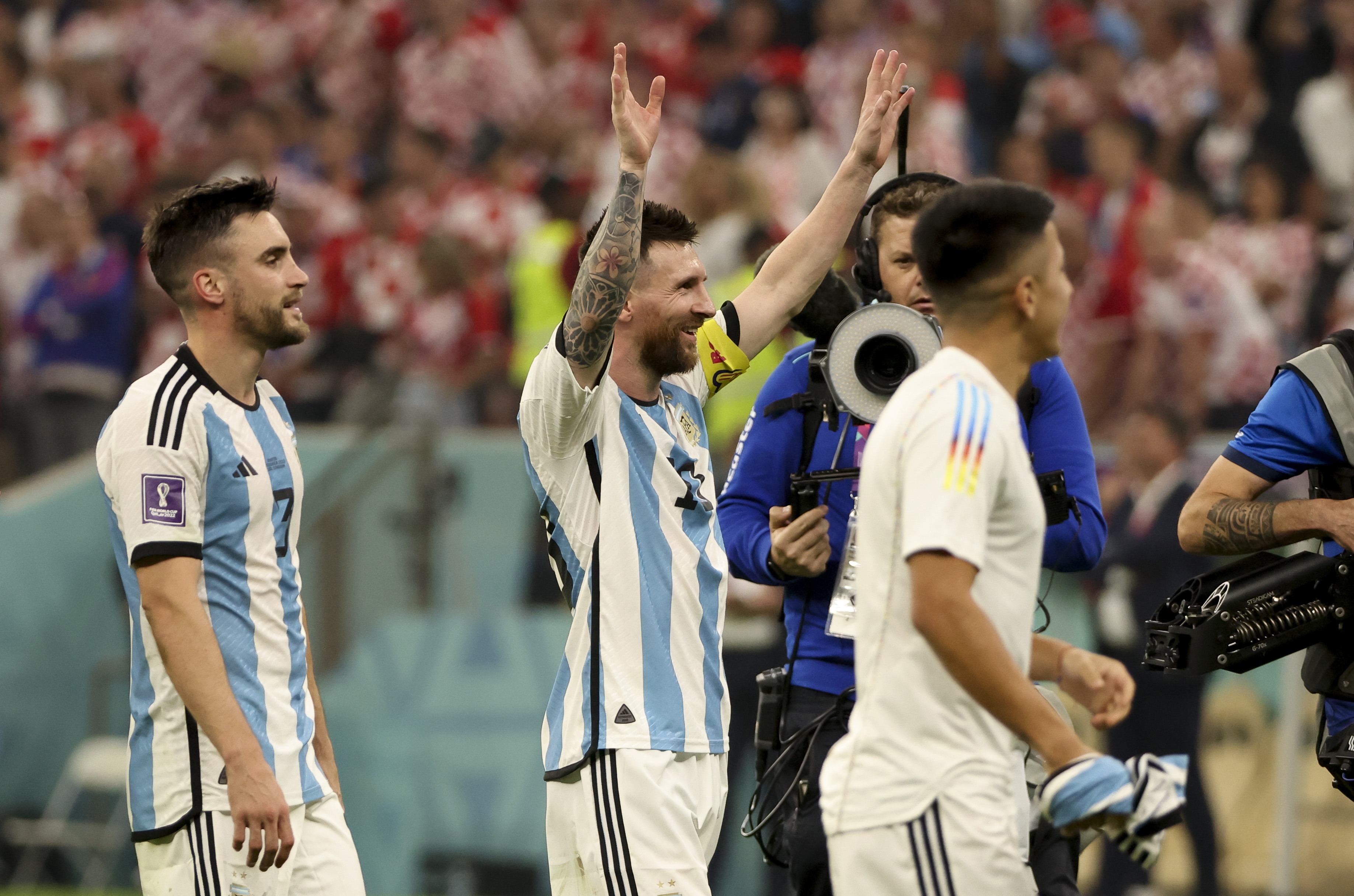 , Antonela Roccuzzo beams from stands as Lionel Messi leads Argentina into World Cup final with win over Croatia