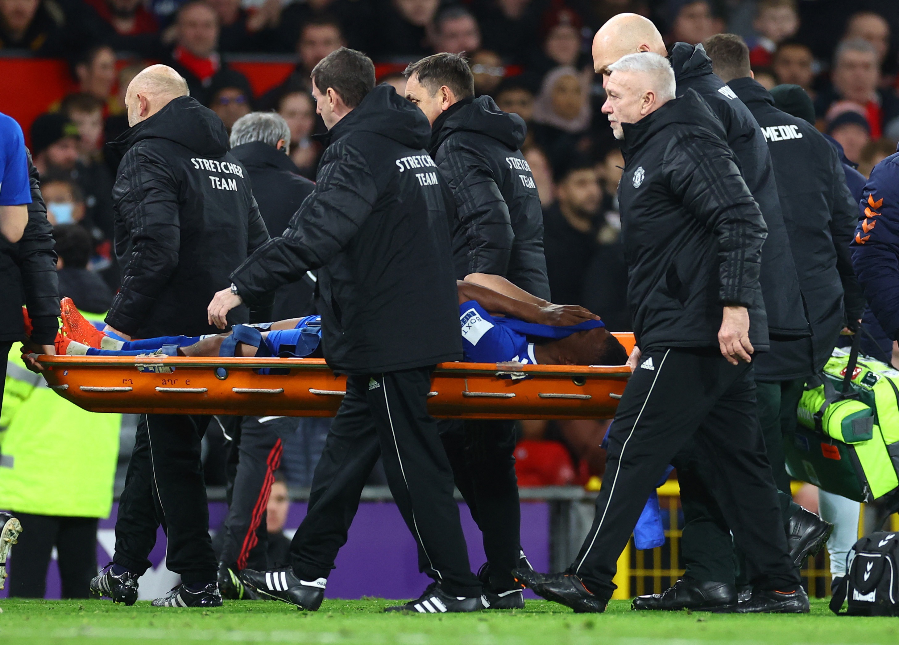 , Everton star Alex Iwobi almost in tears as he’s stretchered off with nasty ankle injury during Man Utd clash
