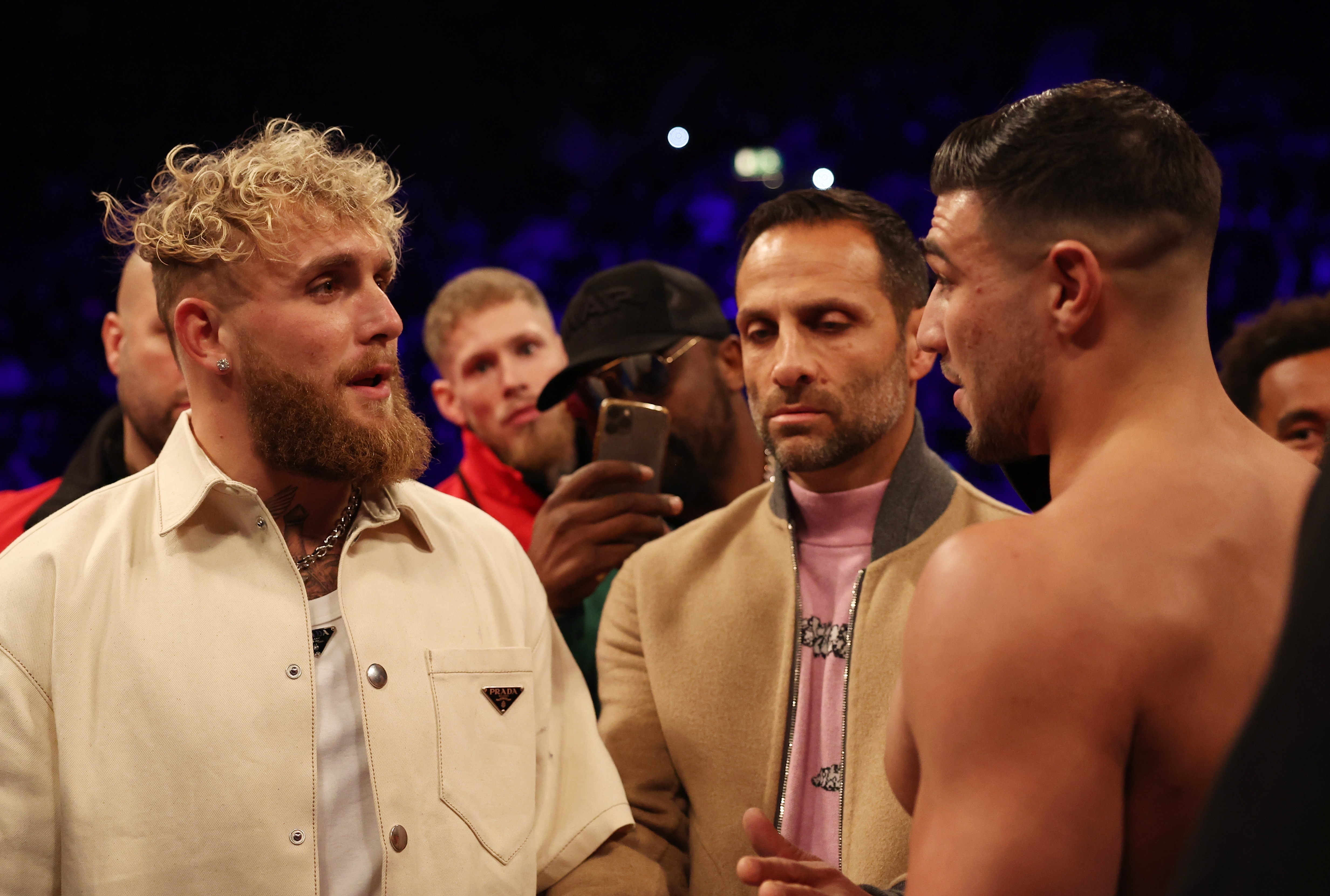 , Watch Jake Paul’s ‘life flash before his eyes’ as Tyson Fury gatecrashes interview and pretends to punch Tommy’s rival