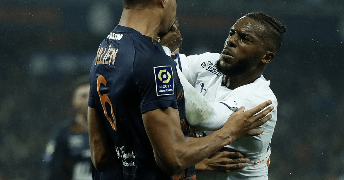 , Arsenal flop Nuno Tavares sparks huge brawl after kicking out at rival before trolling Montpellier fans in Marseille win