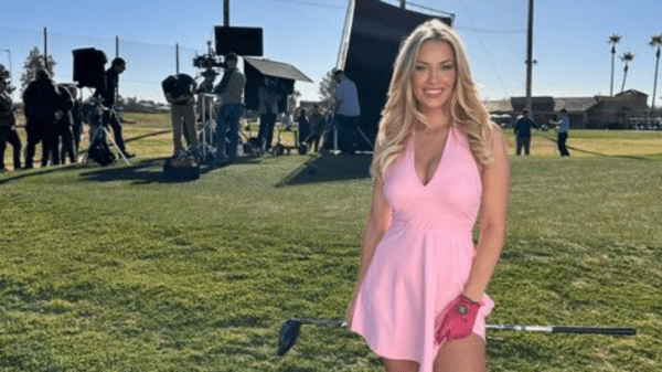 , Paige Spiranac sends followers wild with teasing picture caption after sharing snap in low-cut dress playing golf
