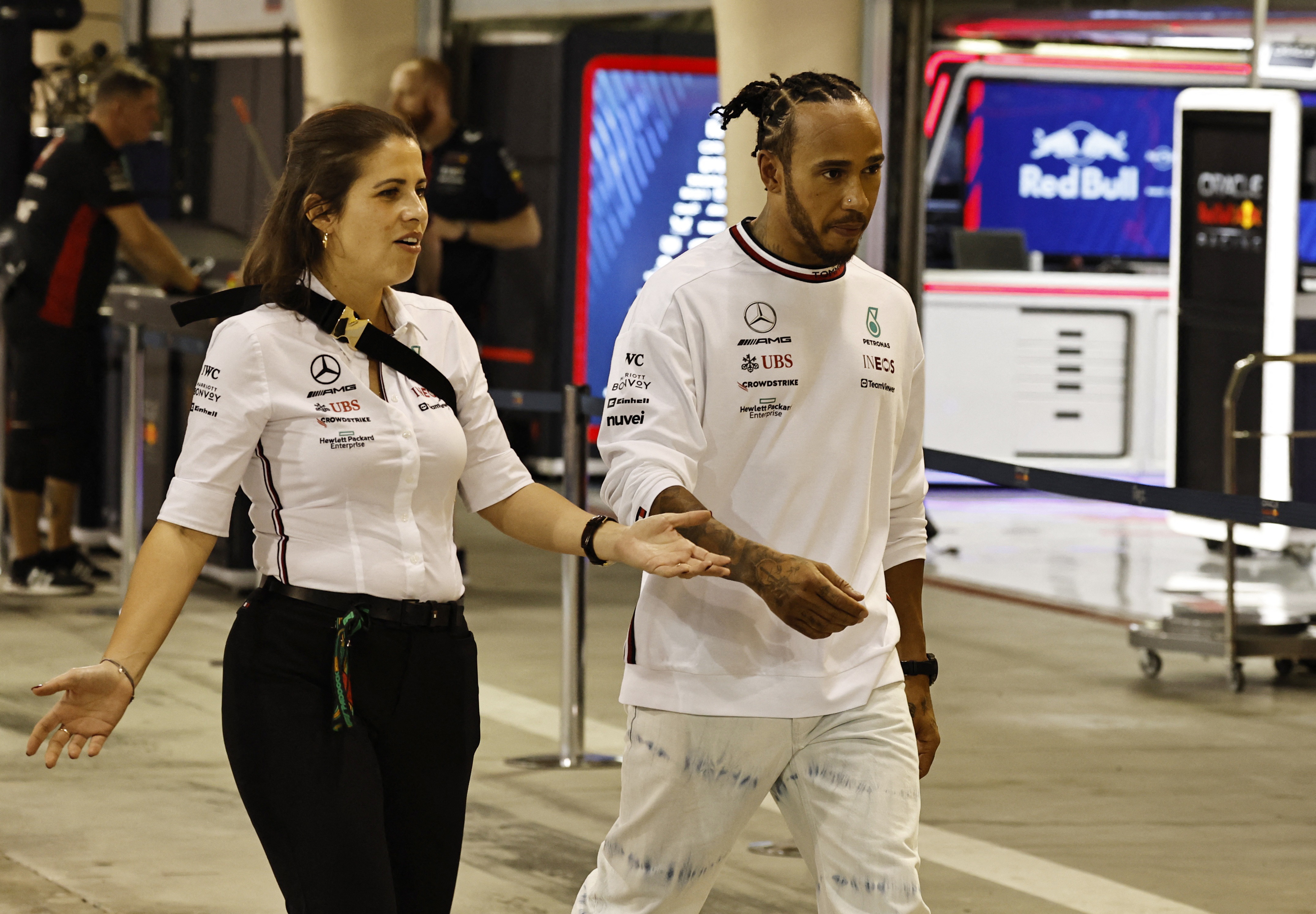 , Lewis Hamilton arrives for Bahrain GP in bizarre all-brown outfit with Mercedes star already facing nightmare season