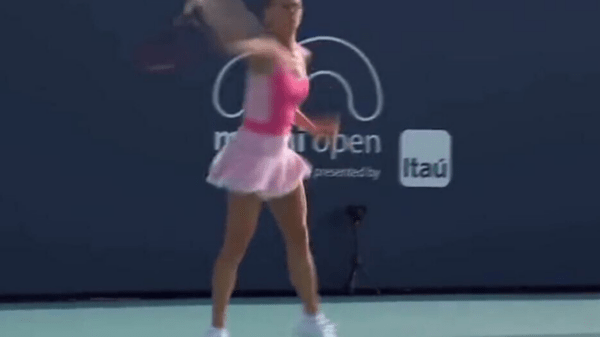 , Watch tennis star and lingerie model Camila Giorgi hurl racket as she loses it in on-court meltdown