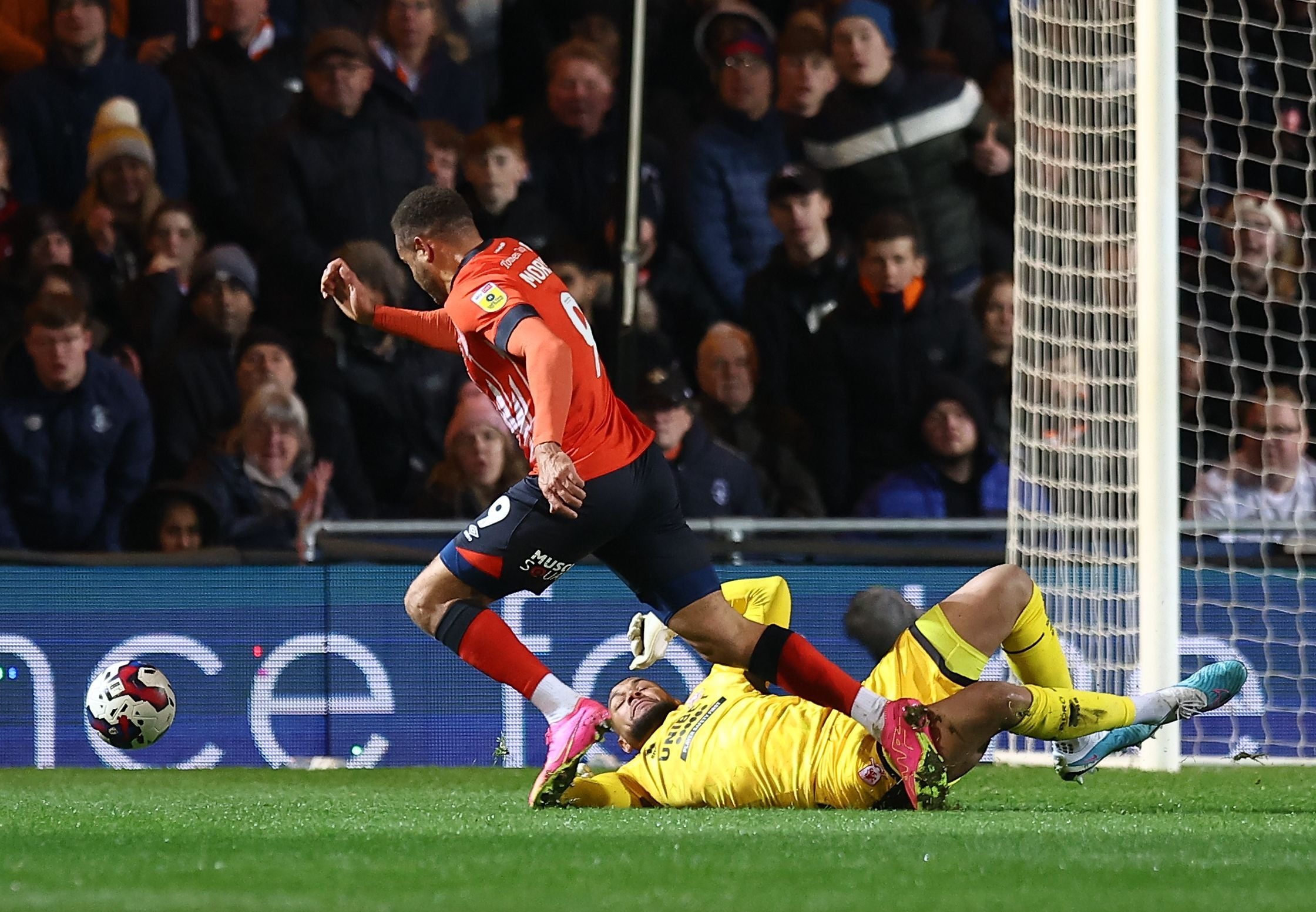 , Fans demand Luton striker is banned for ‘deliberate dive’ as Middlesbrough keeper moans ‘f***ing hell’