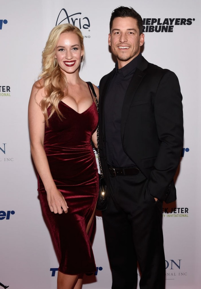 LAS VEGAS, NV - APRIL 20: Professional golfer Paige Spiranac (L) and Steven Tinoco attend the 2017 Derek Jeter Celebrity Invitational gala at the Aria Resort & Casino on April 20, 2017 in Las Vegas, Nevada. (Photo by David Becker/Getty Images)