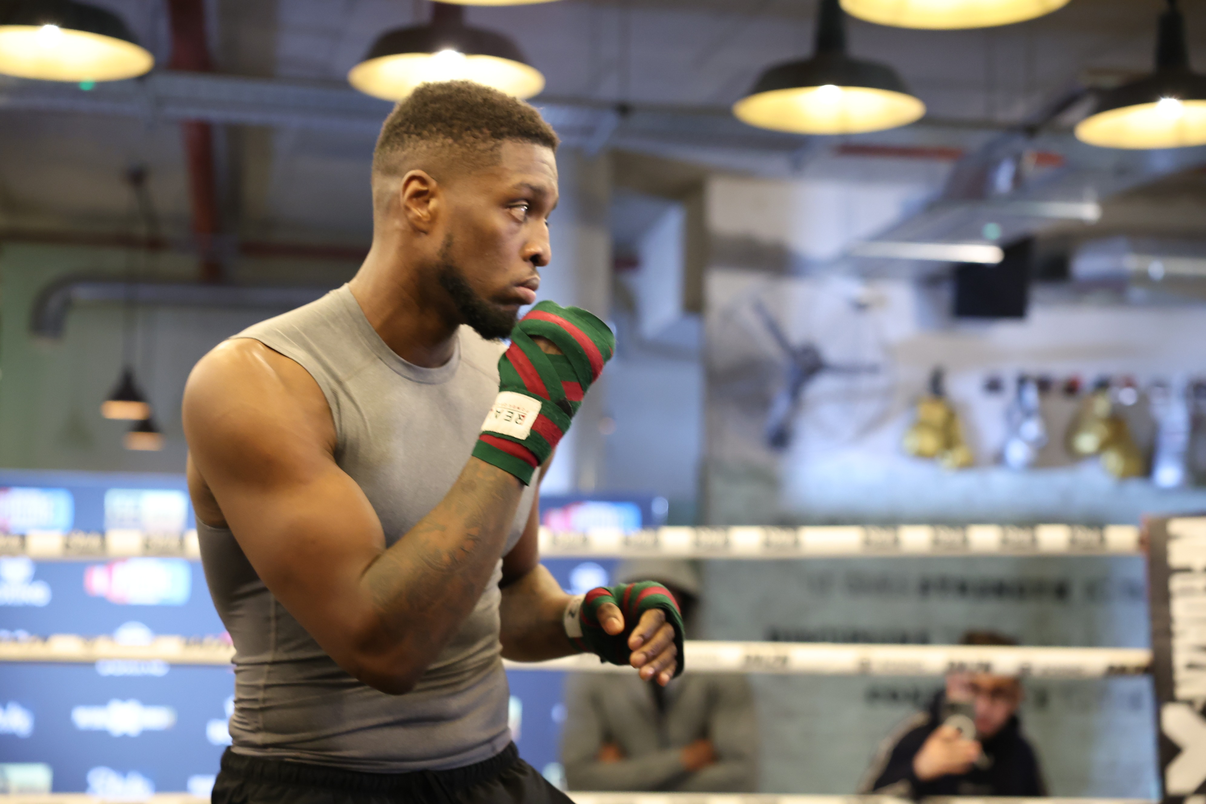 LONDON MAY 10: Media Workout on the 10th May 2023 at Camden Boxing Club, London ahead of the MF & DAZN: X Series 007 boxing show. Misfits Boxing. Credit: Leigh Dawney/Misfits Boxing.
