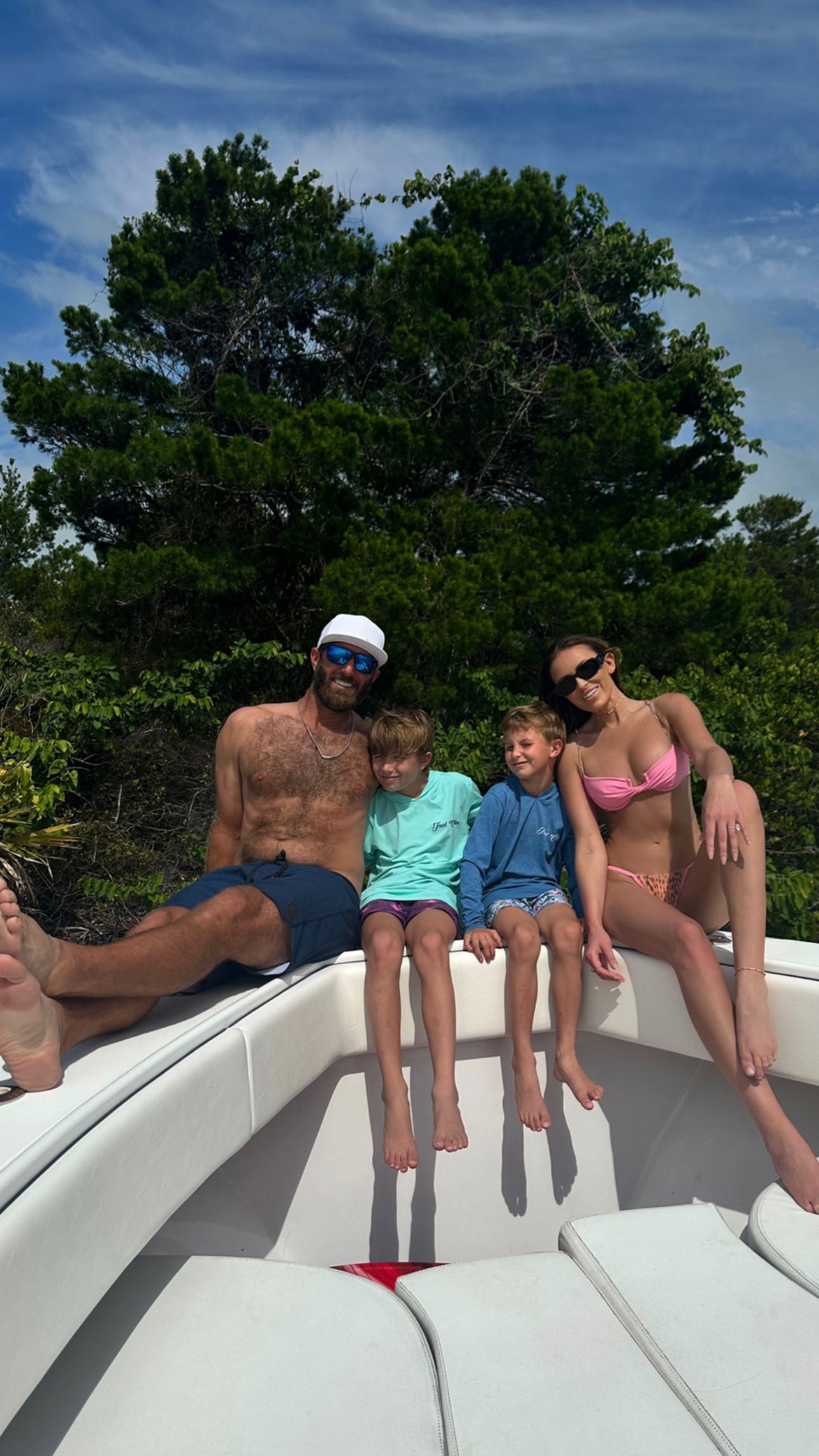, Paulina Gretzky shows off incredible beach body in tiny bikini on boat during holiday with Dustin Johnson