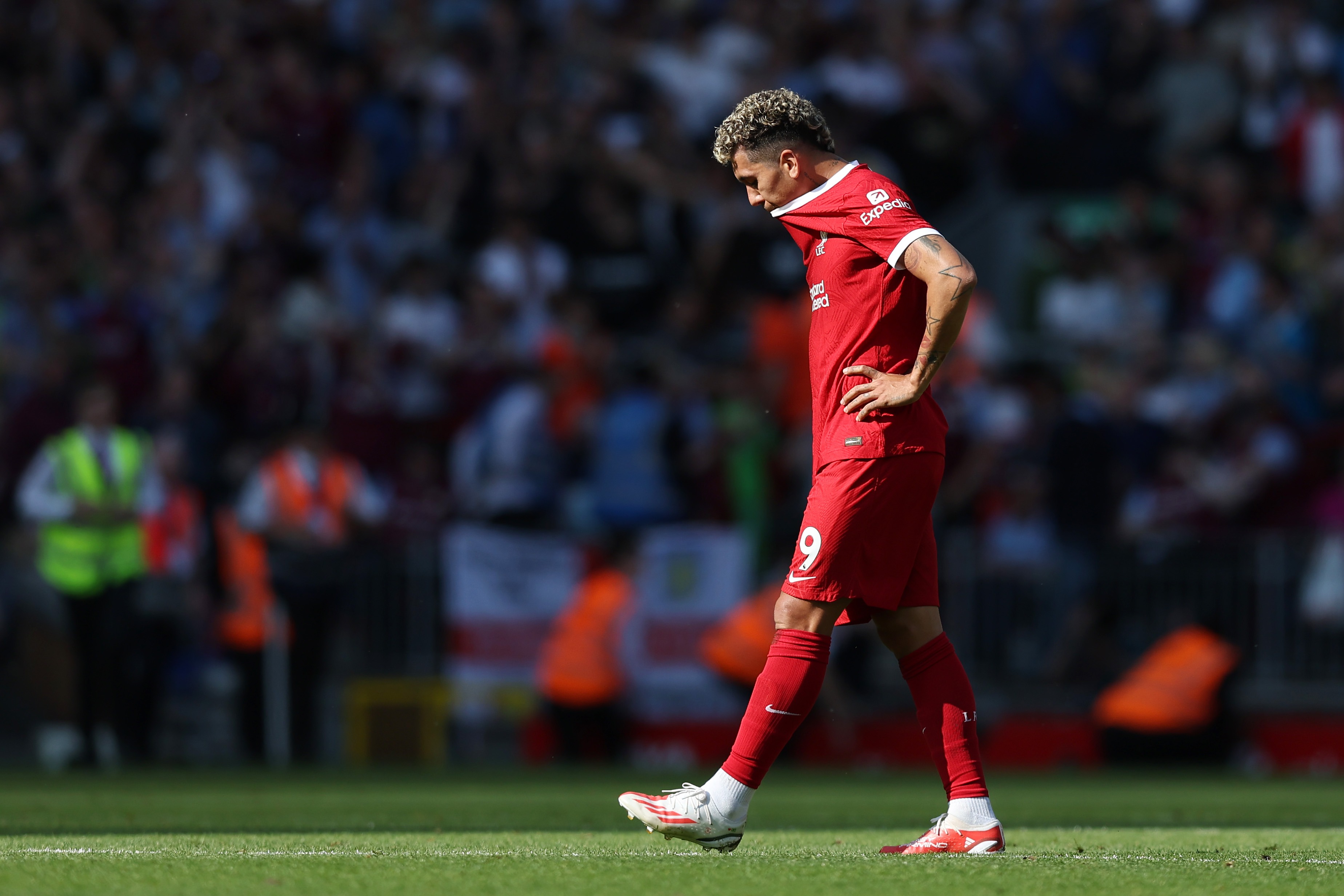, Roberto Firmino in tears as he leaves Anfield pitch for final time after snatching last-gasp equaliser vs Aston Villa