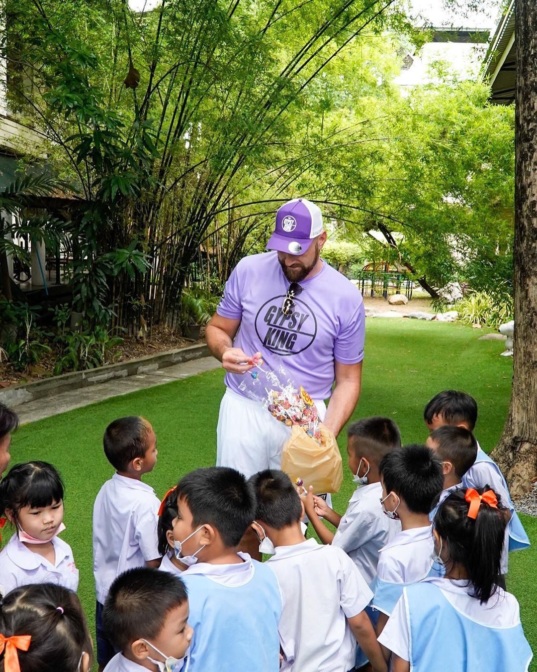 , Tyson Fury shows softer side as he’s ‘humbled’ on visit to Bangkok orphanage and shares heartwarming message