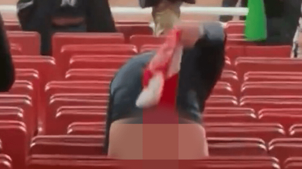 , Half-naked Newcastle Fan Causes Stir by Performing Lewd Act with Arsenal Scarf